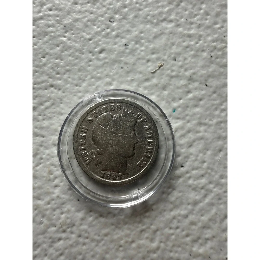1897 US Barber Dime 90% Silver Liberty Head Ten Cent Coin Philadelphia Mint